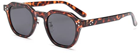 kachawoo TR90 Polarisierte Sonnenbrille für Frauen Mens Square Polygon Retro Vintage Sonnenbrille Dicker Rahmen Luxus Brand Design Brillen (leopard with gray)