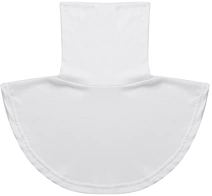 Nyeemya Faux Col Roulé Amovible pour Femme Homme Automne Hiver Faux Col de Chemise Tricoté Blouse Fake Turtleneck Half Top Mock Collar Neck Warmer Blanc One Size