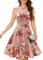 Bbonlinedress Robe de Soirée Cocktail Femme Courte Lingne A Halter Vintage pour Fête Bal Guinguette Anniversaire Mariage invité Blush Flower S
