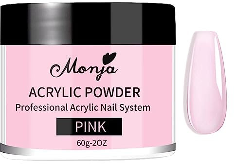EONFAVE Pink Acrylic Powder - 60g Acrylic False Nail Powders - Large Capacity Acrylic Nail Powder for Nail Acrylic Extension, Nail Carving - No Nail Lamp Needed