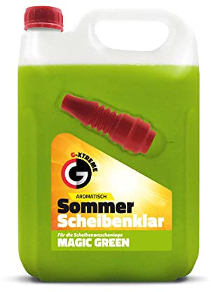 Scheibenwischwasser mit Apple Duft | Gebrauchsfertig Scheibenklar Sommer | ScheibenReiniger für Scheibenwaschanlagen mit Trichter | Magic Green, 5 L