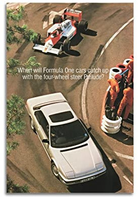 JIYUN Honda Prelude & McLaren MP4 Performance Sportauto Wandposter Dekorative Malerei Leinwand Wandposter und Kunstbild Druck Moderne Familie Schlafzimmer Dekor Poster 50 x 75 cm
