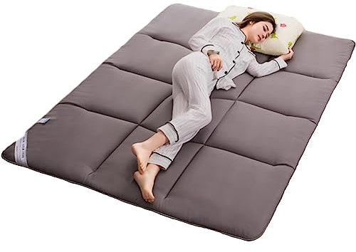 Dremdo Japanische Bodenmatratze Futon Matratze, Dicken Tatami Matte Schlafpad, Japanische Dicken Futon Matratze Atmungsaktive Faltbare Bodenbett Camping Matratze,Grau,100x200cm