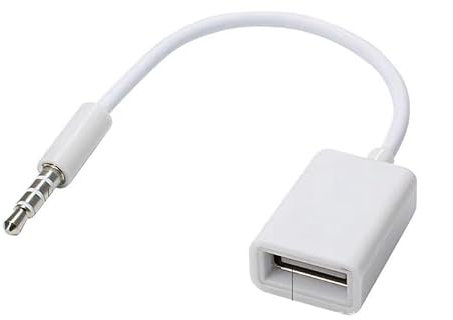 Multibao 3.5mm AUX Audio Jack Plug Male to USB 2.0 A Female OTG Cord Converter Lead Adapter Cable Cord for Car Aux Port White