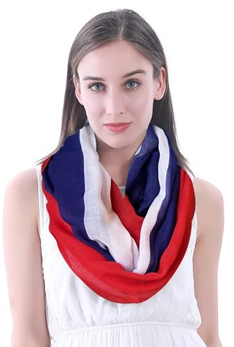 Lina & Lily Damen Loop Schal Halstuch mit Flaggen (Französische Flagge, Blau Weiß Rot)