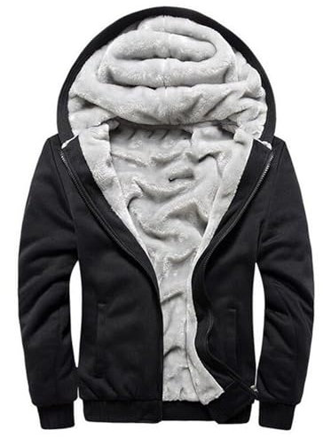 Skrsila Sweat Homme Hiver Chaud Épaisse Veste à Capuche Zippé avec Poches Manches Longues Doublée Polaire Manteaux