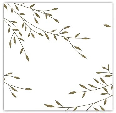 Servietten stoffähnlich 40x40cm 25 Stück mit Zweigen Motiv - Airlaid extrem saugstark - Einweg Tischservietten zum Falten - Papierservietten für Hochzeit Geburtstag Gastronomie - Weiß Gold