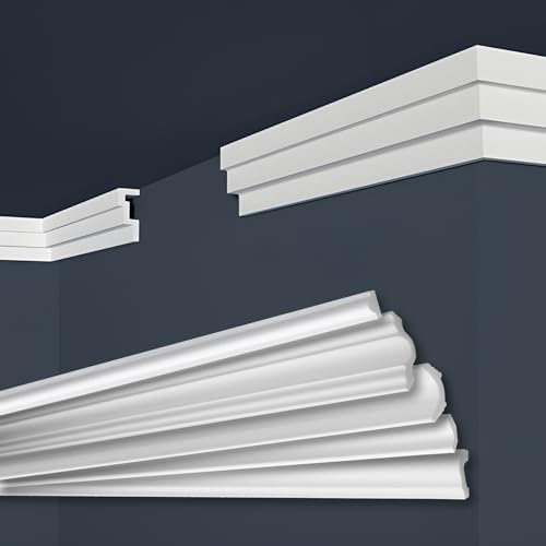 MARBET DESIGN Stuckleisten XPS Styropor weiß - Deckenleisten Deckenstuck Leisten E-Leisten - (104 Meter / 1 Packung E-45)