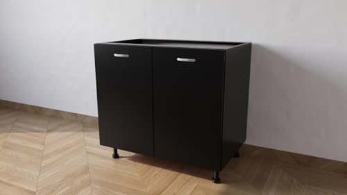 Calandrelli Mueble Bajo Fregadero L 90 P 55,5 H 72 cm 2 Puertas Negro