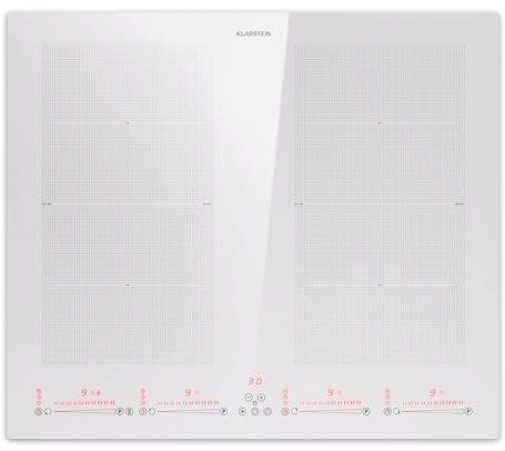 Klarstein Piano Cottura Elettrico 4 Piastre, Piasta Induzione 4 Fuochi a Basso Consumo, Piano Cottura Elettrico Vetroceramica con Zone Combinabili, Piastra Induzione 4 Fuochi Incasso Touch 7200W