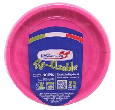 TEKHOME PIATTI PLASTICA 22cm iatti plastica colorati lavabili e riutilizzabili Rotondi per Compleanno,Festa, Matrimonio (FUCSIA, 125pz)