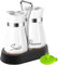 UDQYQ Salt and Pepper Shakers Set with Holder,Cruet Sets Stainless Steel Salt and Pepper with Glass Bottom,Refillable Salt Shaker Kitchen Gadgets for Counter Modern Decor Table (White)