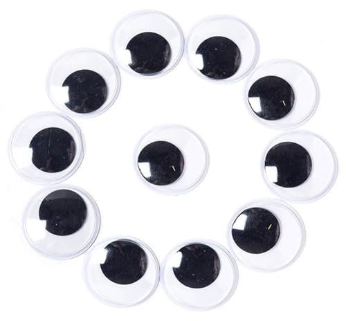 Qikaara 40 Stück Selbstklebende Wackelaugen groß 40mm Kulleraugen Selbstklebend Kunststoff Augen zum Basteln,Puppe Augen Schwarze Bastelaugen Big Wiggle Googly Eyes für DIY Kunsthandwerk Dekoration