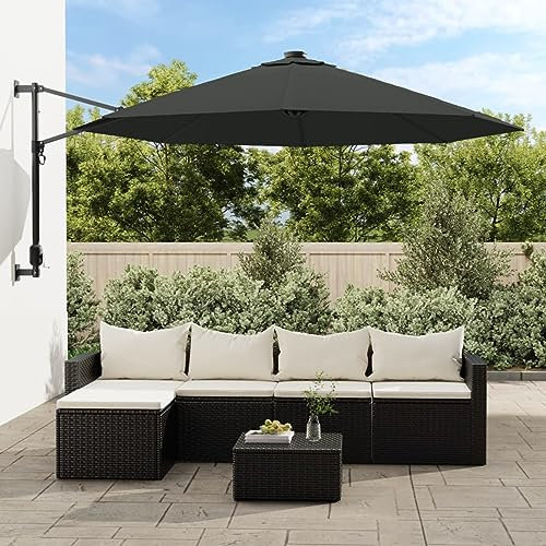 Iiaky Ersatzbezug für Ampelschirm Anthrazit 350 cm Patio Umbrellas Ersatzbespannung Terrassenschirmabdeckungen