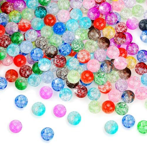 1200 Stück Geknackt Glasperlen für Armbänder mit Schachteln, Farbige Glasperlen Set, 8mm Beads for Bracelets, Glasperlen für Armbänder, Halsketten, Handgefertigtes Kunsthandwerk