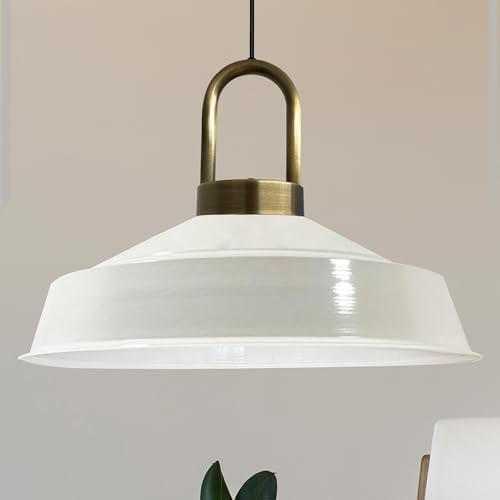 bamyum Asletl-Lock Hängelampe Industrial aus Metall Ø40 cm, Küchenlampe Vintage, Hängelampe Esstisch E27, Pendelleuchte Esstisch, Wohnzimmerlampe Hängend Vintage, Pendelleuchte Weiß