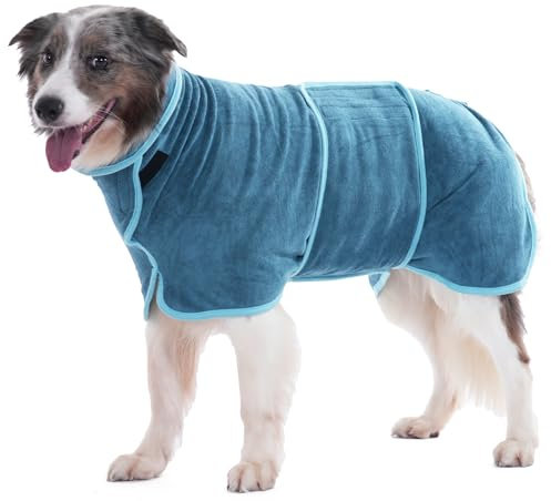 HezzLuv Hundebademantel Ultra Saugfähig Mikrofaser Hunde Trockenmantel für Schnelles Trocknen, Weiches Doppel-Layer Hundehandtuch für Welpen & Erwachsene Haustiere Katzen