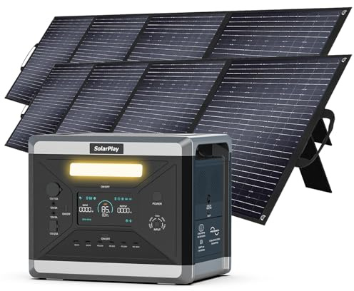 SolarPlay Q2501 Tragbare Powerstation mit Solarpanel, Solar Genereator 2160Wh LiFePO4 Akku Hohe Kapazität, 2400W AC,UPS,55 Min. Schnellladung, Power Station ideal für Outdoor, Camping & Notfälle