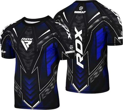 RDX IMMAF T-shirt de compression à manches mi-longues pour homme et adulte - T-shirt flexible pour adultes et enfants - Pour compétition et séances d'entraînement, coupe athlétique - Haut respirant