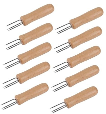Amosfun Confezione Da 10 Forchette A Tre Punte in Acciaio Inossidabile Per Barbecue Di Mais Comode E Assortite