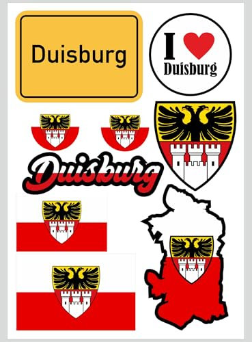 Daged Duisburg Aufkleber Karte 9 Stück - PKW Auto Motorrad Biker Flagge Fahne Vinyl ST