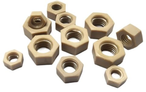 YUANYAO M3-M10 PEEK Sechskantmutternsatz, Polyetherkton-Befestigungselemente, F013(M12-50 Pieces)