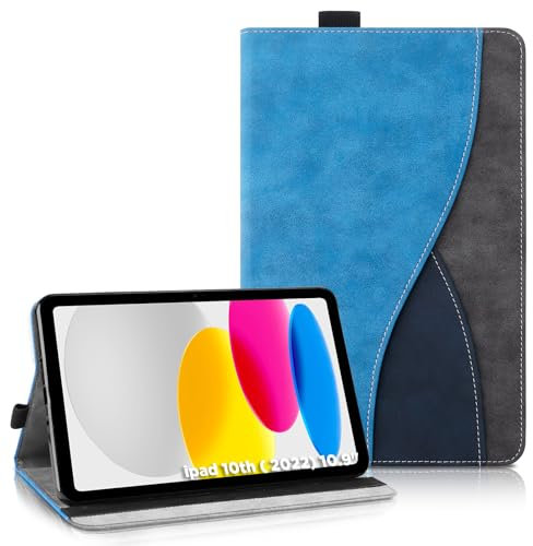 AsWant Custodia per iPad 11 Generazione A16 11 Pollici 2025/iPad 10 Generazione 10,9 Pollici 2022 - Pelle Ultra Sottile PU Case con Funzione Stand Tablet Protettiva Cover iPad 10a (Blu)