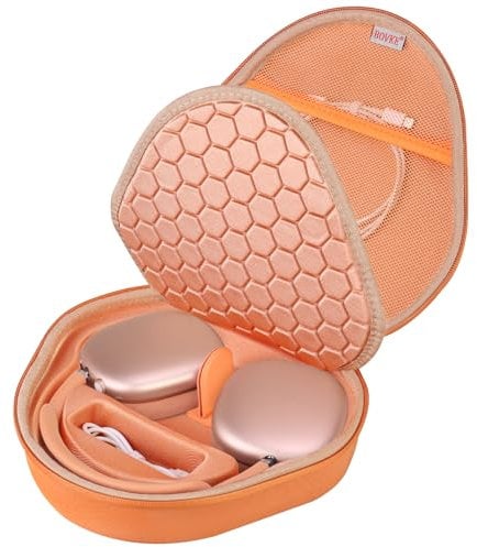 BOVKE Estuche de Transporte Duro con Modo de sueño para Auriculares inalámbricos de Apple AirPods MAX, Bolsa de Almacenamiento portátil Protectora de AirPods MAX con Bolsillo de Accesorios, Naranja