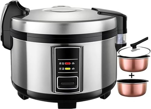 Olla arrocera Comercial de Doble Revestimiento Olla arrocera eléctrica Aislamiento automático para hoteles, restaurantes, comedores, escuelas, para 10-50 Personas,Blanco,15L