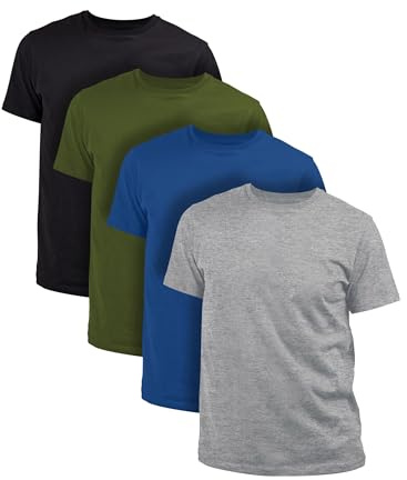 Basic Treasure Lot de 4 T Shirts Homme 100% Coton, Tee Shirt Homme | Col rond, OEKO-TEX, coupe confortable, sans étiquette gênante, pour quotidien, travail et loisirs
