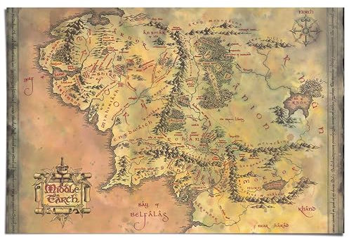 REINDERS Poster, Lord of the Rings - middle earth, Kinderzimmer, Poster, Wanddeko, Room Decor, 150 gr. glänzend Bilderdruckpapier, Gelb, 61 x 91,5