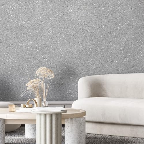 Belka B50 Glänzende Grau Tapete - Reine Baumwolle & mineralischer Glimmerstein - selbstklebend - Wärme- & schalldämmend - Modern & stilvoll, DIY Öko & Natürlich | ca 15 qm (m²)