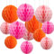 CC wonderland zone Lot de 12 Boules en Papier nid d'abeille Orange et Rose,Honeycomb Balls,Papier Pompom pour Décoration de Fête