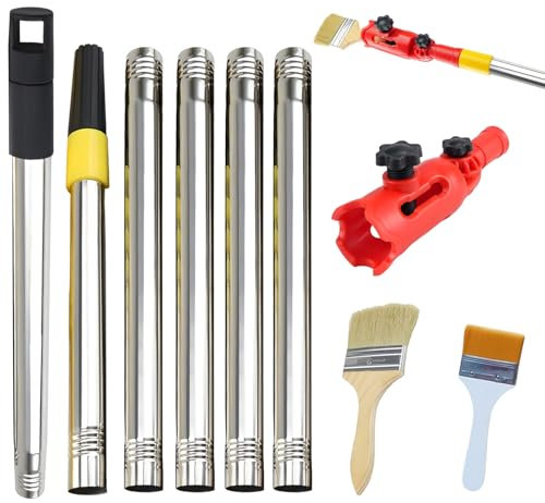 Guegine Multiangle Paint Brush Extender Holder, Extendable Paint Brush Kit, Extension Pole Attachments fits Most Rollers and Scrapers, Easily Reach Ceilings, Corner Edges(1.7m Max)
