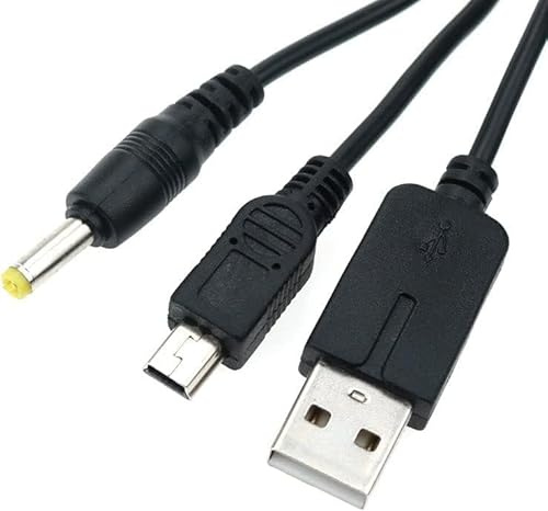 Dwang Schwarzes 2-in-1-Ladekabel, USB-Datenkabel für PSP 1000, 2000, 3000 Konsolenkabel und Adapter