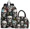 RPLIFE Mochila lonchera impermeable con espalda trasera, bolsa para libros, calaveras divertidas, hojas coloridas, color negro