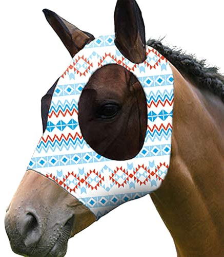 Dopsyesn Pferdebremse Abwehr Schutzschild | Sanft Elastischer Fliegenschutz,Weiches UV Schutz Atmungsaktives Gesichtsschutz für Komfort Klare Sicht Beim Training Reiten Outdoor