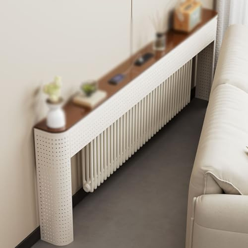 WANGRUIERHA Thicken Glass Radiator Cover, Metal Radiator Cover, Router Cabinet, Bookshelf, Heater Baffle, Suitable for Bedroom, Living Room, Sofa, Bedside(White,140x88x17cm/55x35x7in)