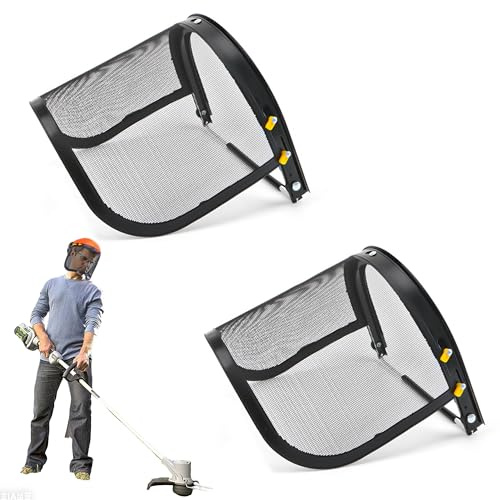ZAHD 2 PCS Visiera in Maglia in Rame per Giardinaggio schermo facciale in rete d'acciaio inserto in rete per la sostituzione di caschi protettivi per Giardinaggio per lavori forestali (Nero)