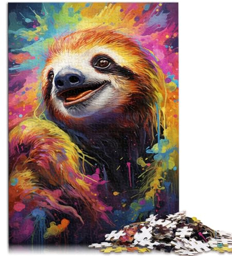 Puzzle für Erwachsene 1000 Teile Farbmalerei Faultier Denkspiel 26 x 38 cm einzigartige Geburtstags- und Geschenkideen für Teenager ab 14 Jahren