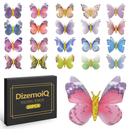 DizemoiQ 20 Stück Schmetterling Haarspangen Haarklammern 3D Glitzer Rutschfest Butterfly Clips für Mädchen Damen Kinder Hochzeit Party Haar Accessoires