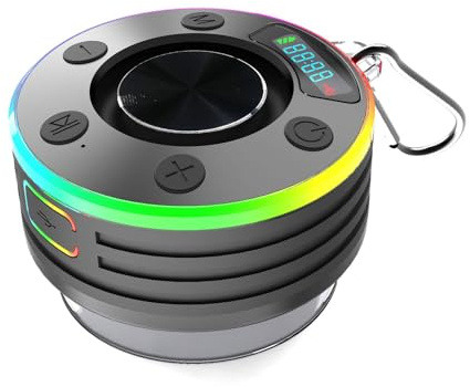 Schwimmender Lautsprecher für Pool, wasserdicht, tragbar, schwimmend, Stereo, mit LED-Licht, Duschbrause