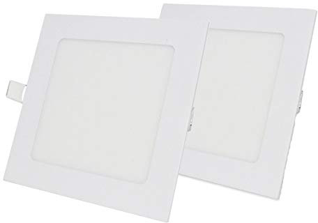 NRGLEVER Lamparas de Techo Cuadrado, 18W Ultraplano Downlight LED Panel, Ф200-210m, Blanco frío 6500k Focos Interior Techo, 2pcs, Driver incluido