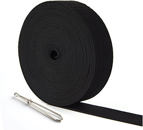 KUUQA - 6 mètres de Long - Bandes élastiques Plates - Longueur : 6 m - pour travaux manuels - 25 mm de Large - Noir
