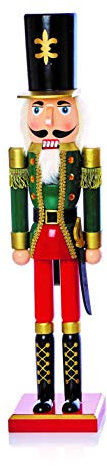 Premier Decorations Large 60 Centimeter Wooden Nutcracker Various Designs and Colours (Green)