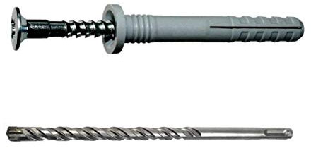 Nageldübel Zylinderkopf 6x40 mm 1000 Stück | | SET inkl. 1 Hammerbohrer 6x110/50 mm | Dübel aus NYLON | Perfekte Schnellmontage mit hohen Auszugswerten in Vollbaustoffen | Made in Germany