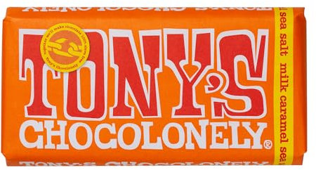 Tony's Chocolonely Milk Caramel Sea Salt Chocolate Bar - 180g Belgian Fairtrade Chocolate, Gift, 32% Cocoa, Vegetarian
