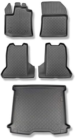 Mossa Juego de Alfombrilla para Maletero y Alfombrillas TPE Adecuado para Dacia Dokker Furgoneta (11.2012-09.2021) - 5 plazas - G