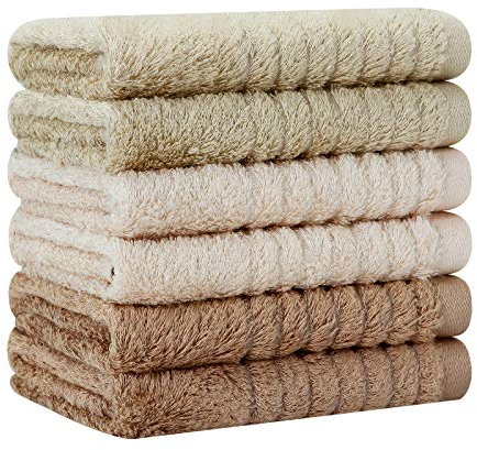 Serviettes Débarbouillettes Bambou Petites Serviette de Toilette Gant de Toilette Lot de 6 Essuie-Mains Serviettes de Bain pour Le Visage Absorbant Doux et Confortable 34x34cm