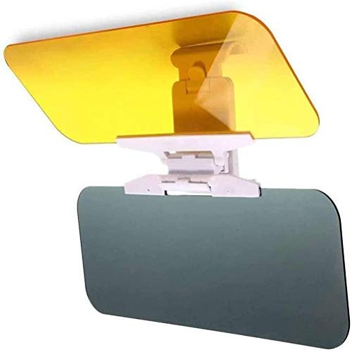 Yeglg Visera solar 2 en 1 antirreflejos, parasol ajustable y extensor de visera de visión nocturna, dos tonos, ABS, gris, amarillo, coche de pasajeros